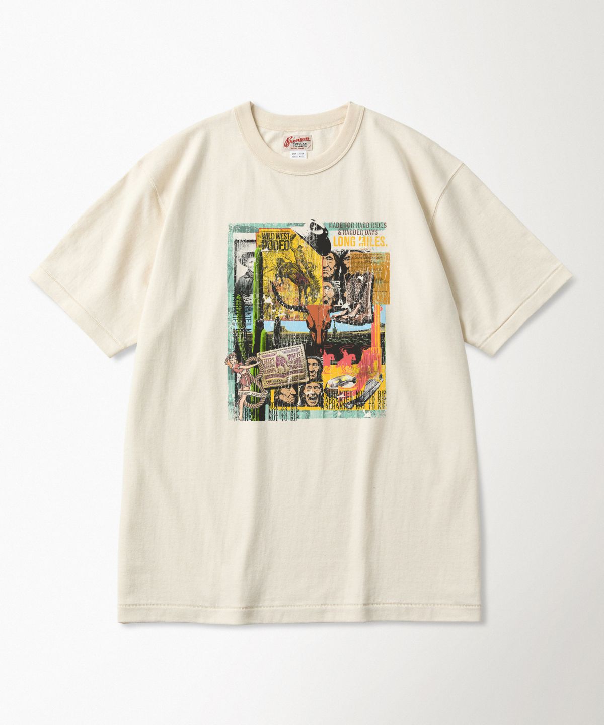 브론슨(BRONSON) Western Collage Loopwheeled Graphic Tee Apricot