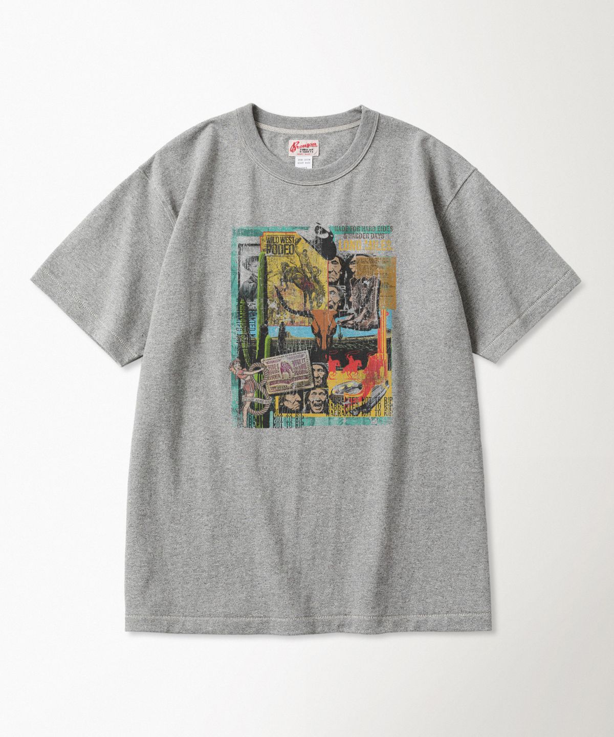 브론슨(BRONSON) Western Collage Loopwheeled Graphic Tee Melange