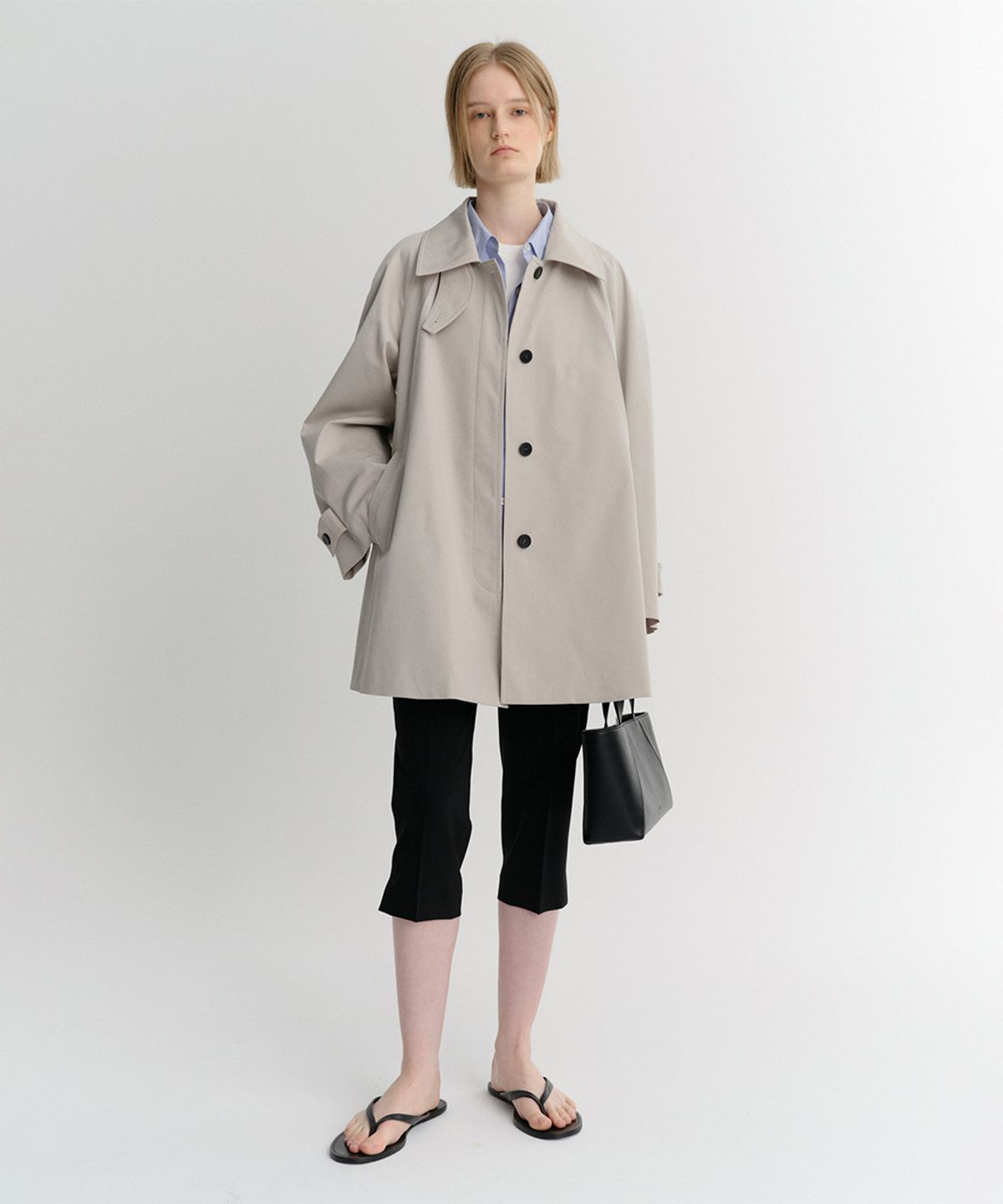 이아(EAAH) JUDE HALF TRENCH COAT (ASH BEIGE)