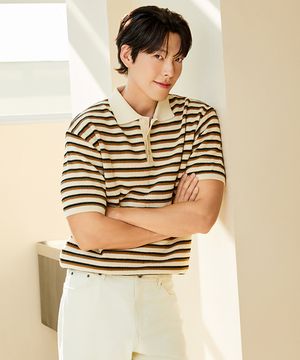 카프리 스트라이프 티에리 카라 반팔 니트 (FKUCD8321)