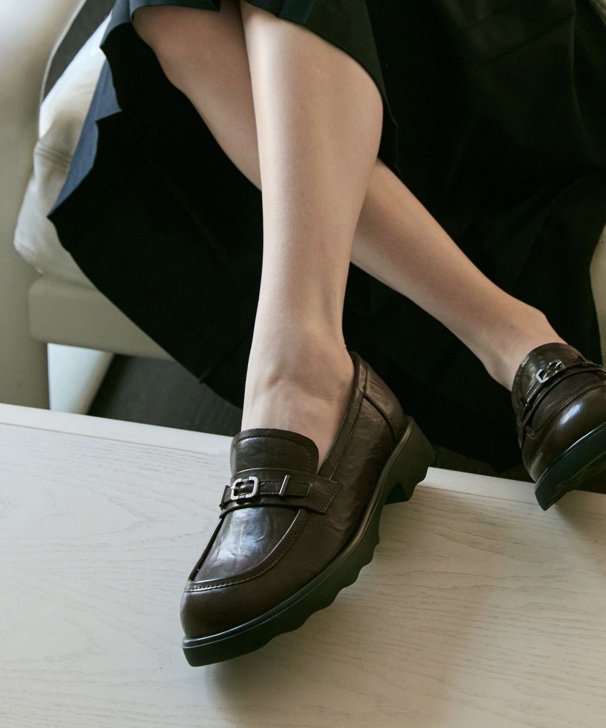 아삐에 마르슈(APIED MARCHE) Loire 벨티드 소가죽 로퍼 4cm -PM3028 (2color)
