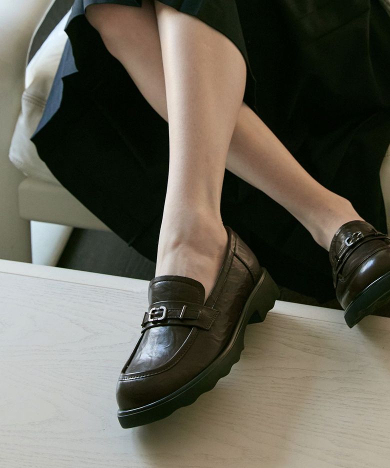 Loire 벨티드 소가죽 로퍼 4cm -PM3028 (2color)