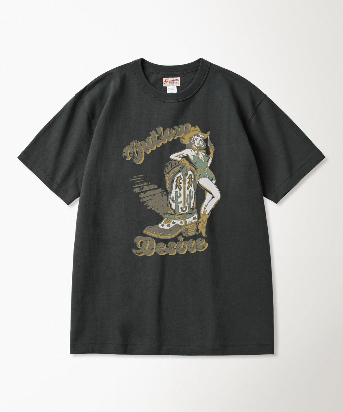 브론슨(BRONSON) Western Boot Loopwheeled Graphic Tee Vintage Black