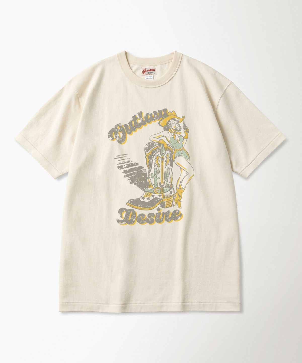 브론슨(BRONSON) Western Boot Loopwheeled Graphic Tee Apricot