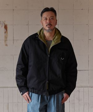 코듀로이 배색 코튼 자켓 블랙