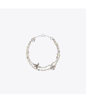 멀티 스트랜드 펄 브레이슬릿 - 토리 실버 / 펄 / 크리스탈