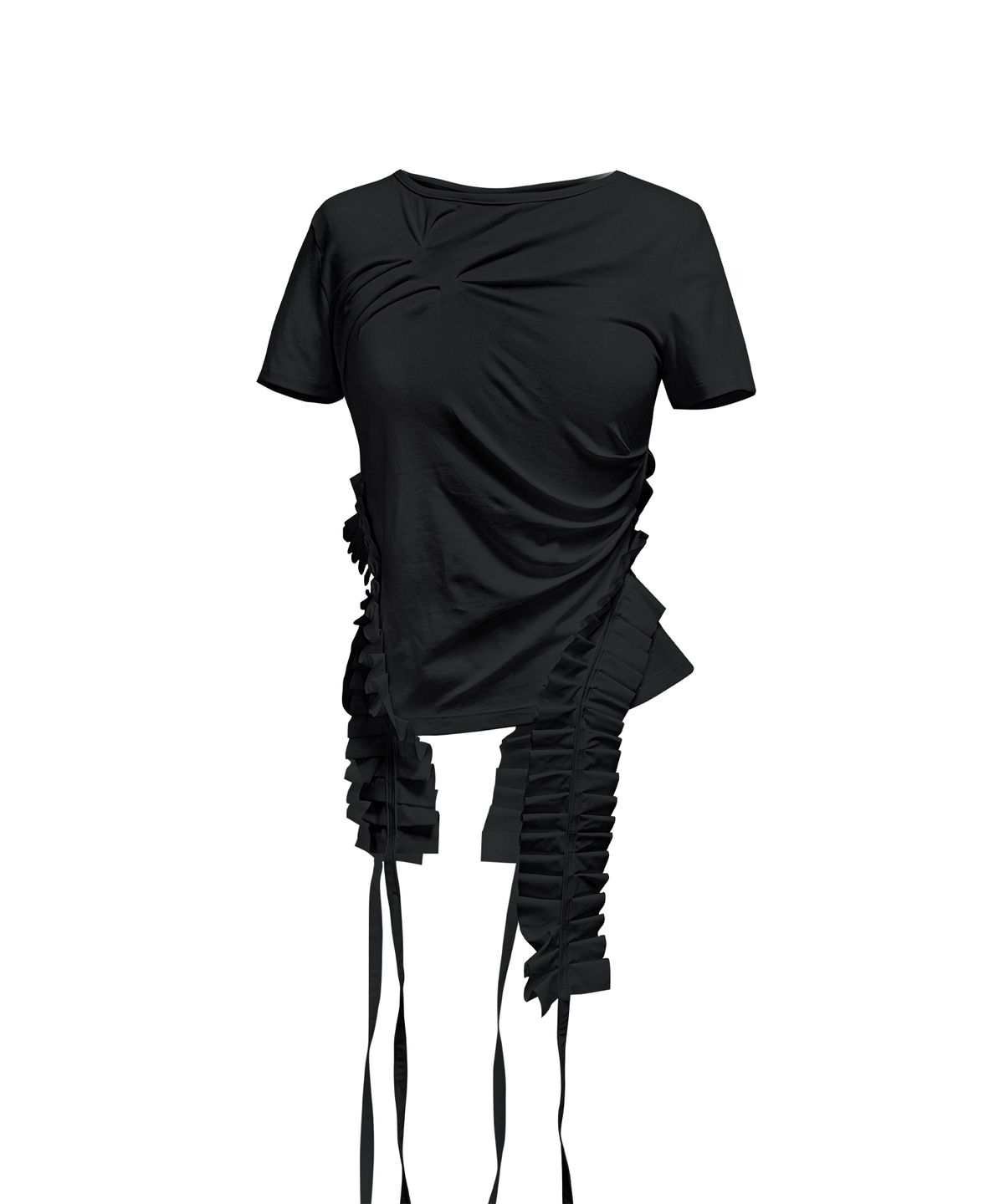 정도(JUNGDO) PLEATS RAIVE TOP . BLACK