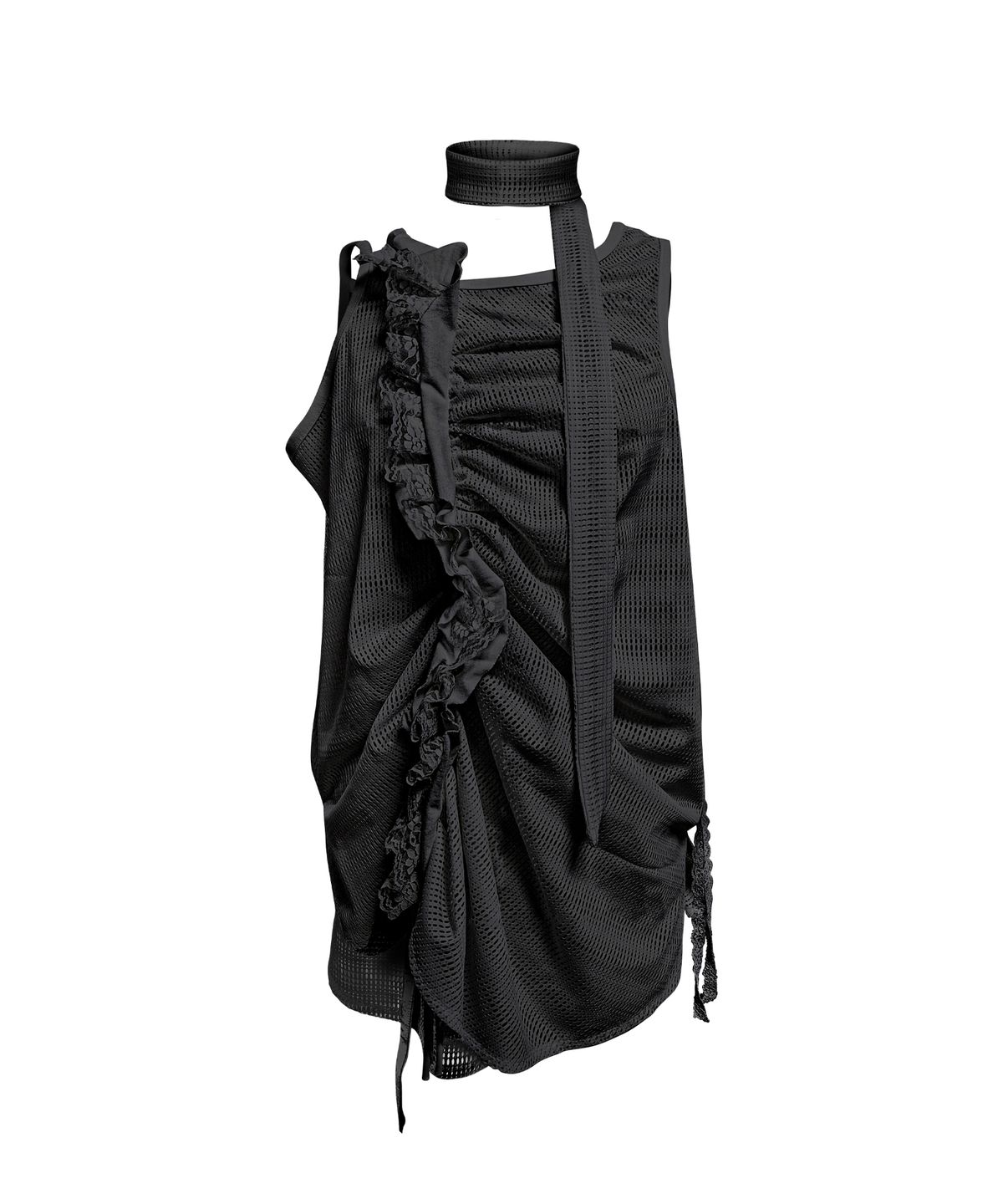 정도(JUNGDO) MASH FLOWING SLEEVELESS . BLACK