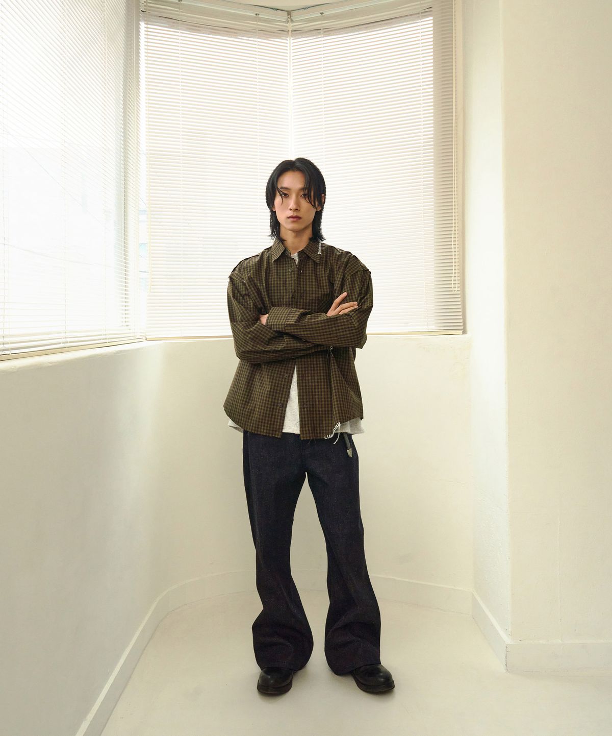 노쿨러스(NOSCOULEURS) UL CHECK SHIRTS 02 BROWN