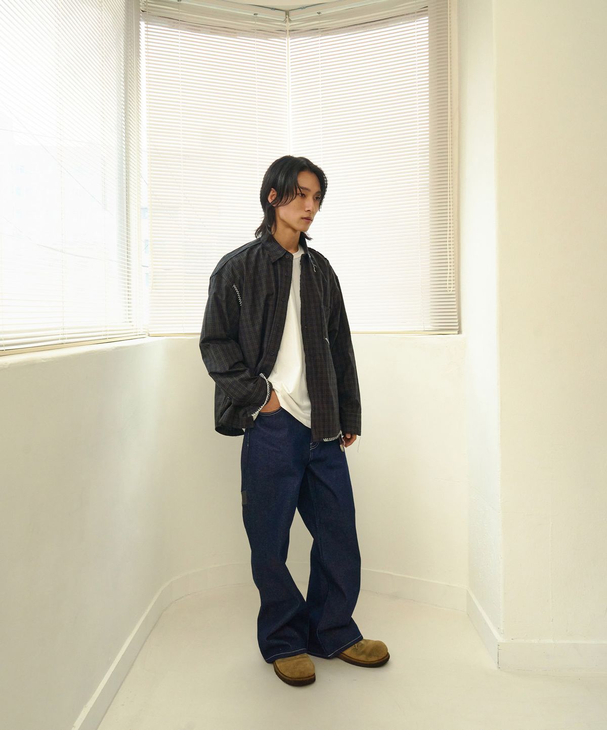 노쿨러스(NOSCOULEURS) UL CHECK SHIRTS 02 NAVY