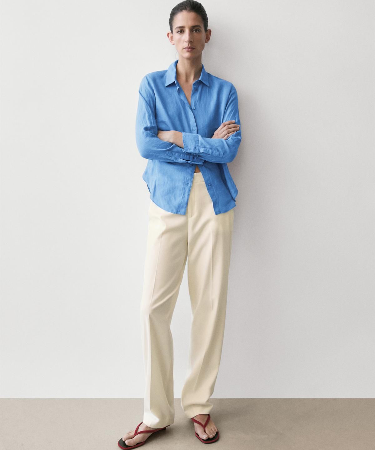 마시모두띠(MASSIMO DUTTI) 100% 린넨 루즈핏 셔츠