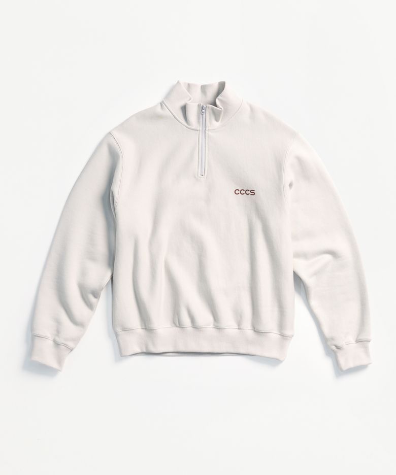 LIGHT GREY GEO HALF ZIP-UP SWEATSHIRT