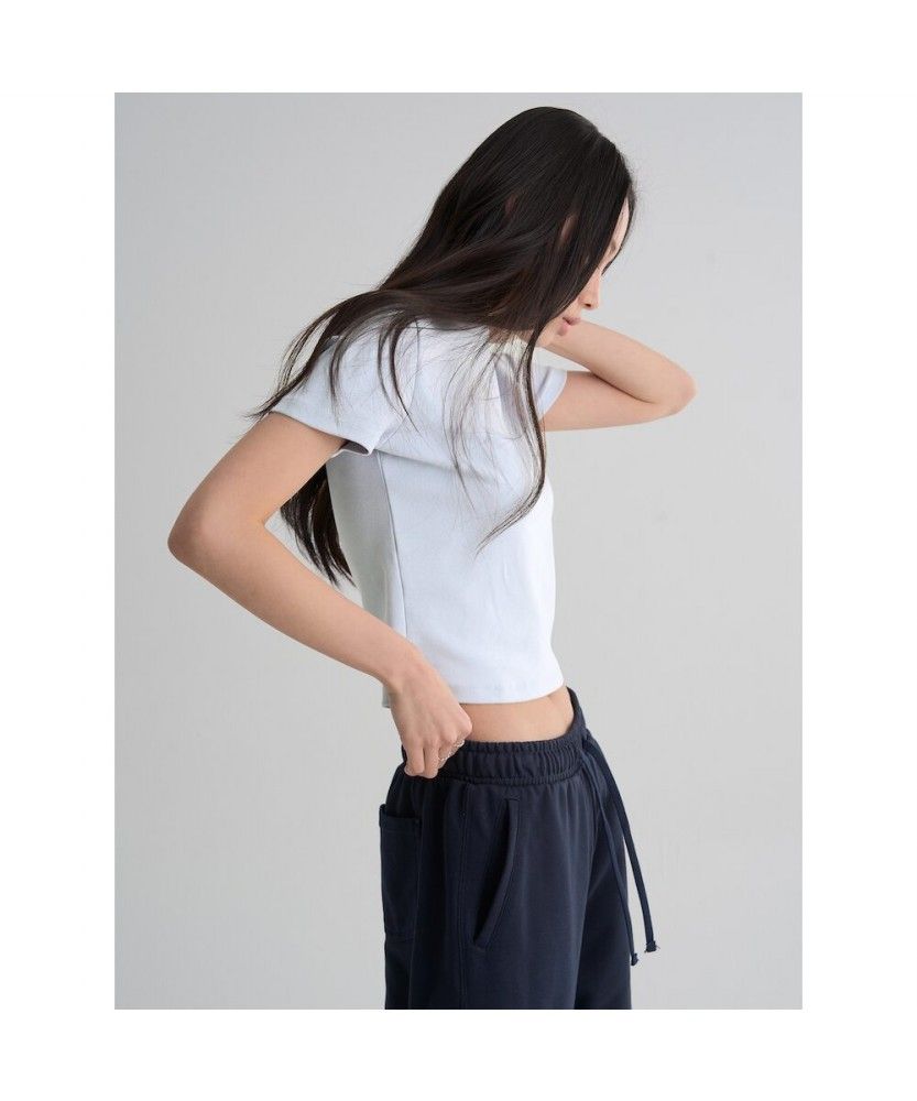 캉캉이 라운드넥 반소매 블라우스 네이비 source detail 32
