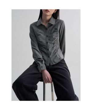 체크 슬림핏 긴팔 셔츠  애쉬