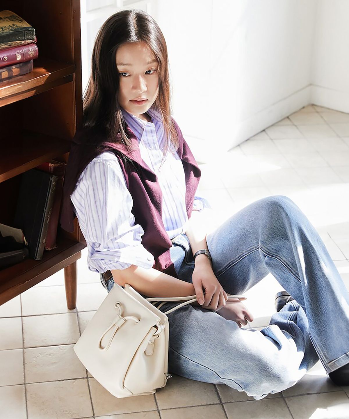 빈폴 액세서리(BEANPOLE ACCESSORY) Less Bag_3 스몰 가죽 백팩  아이보리