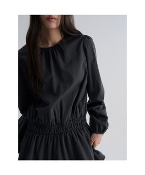 로우 웨이스트 긴팔 미니 원피스  애쉬