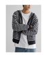 스트라이프 후드 가디건  네이비