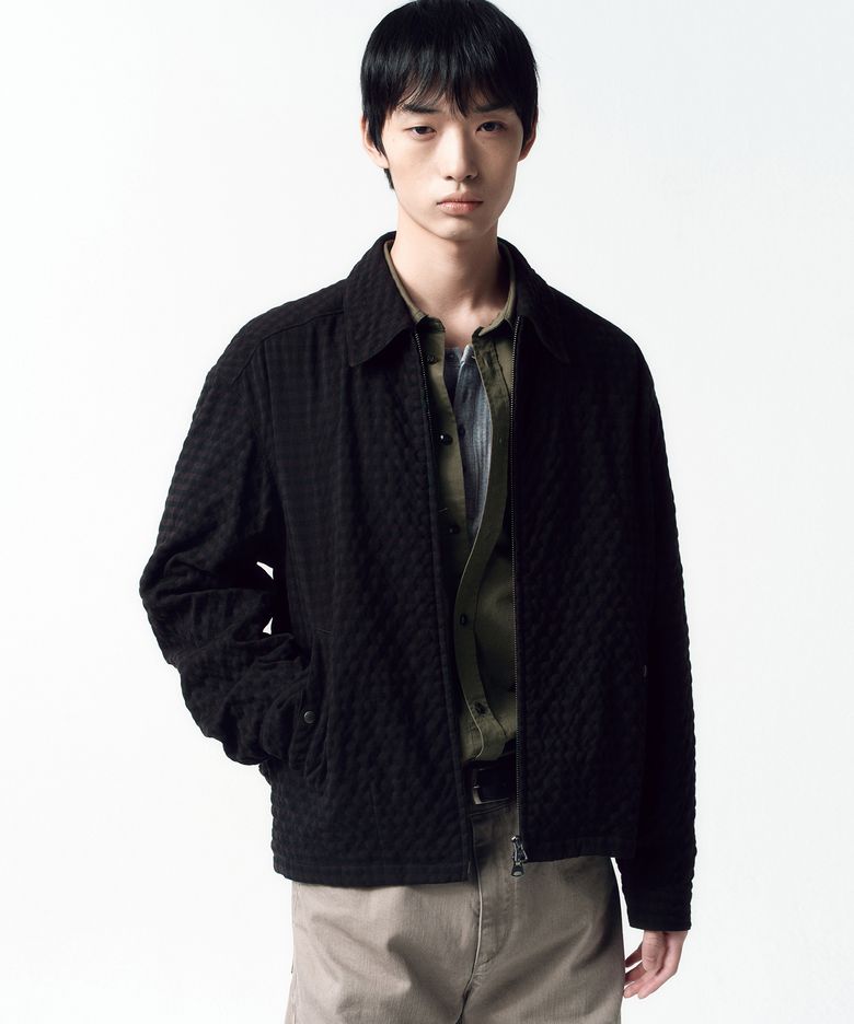 링클 체크 집업 자켓 BROWN