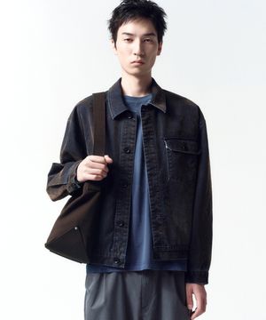 벨벳 데님 엔지니어 자켓 BLACK