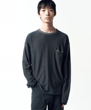 코튼 캐시 스트라이프 풀오버 NAVY