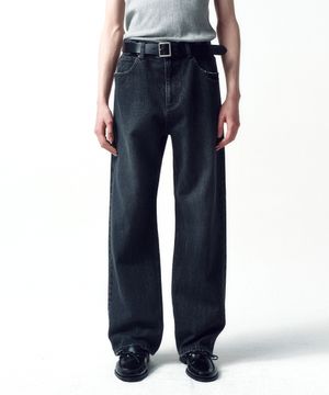세미 와이드 데님 팬츠 DARK GREY