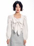 리본 타이 블라우스 -  화이트