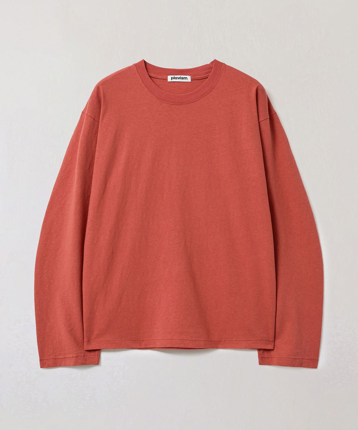 플라비즘(PLAVISM) Men Plain Relaxed Long Sleeve T-Shirt - Red