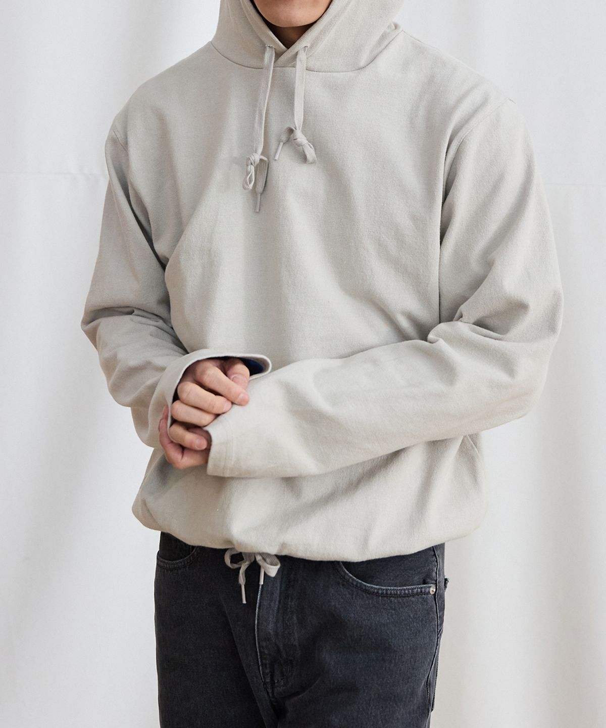 플라비즘(PLAVISM) Light String Hoodie - Olive Grey