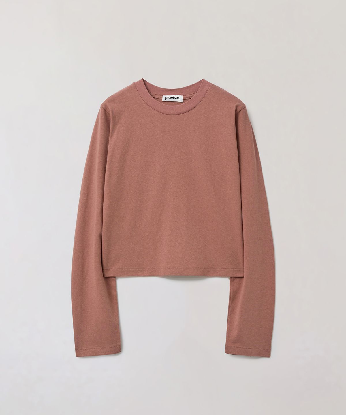 플라비즘(PLAVISM) Women Crop Long Sleeve Tee - Dark Orange