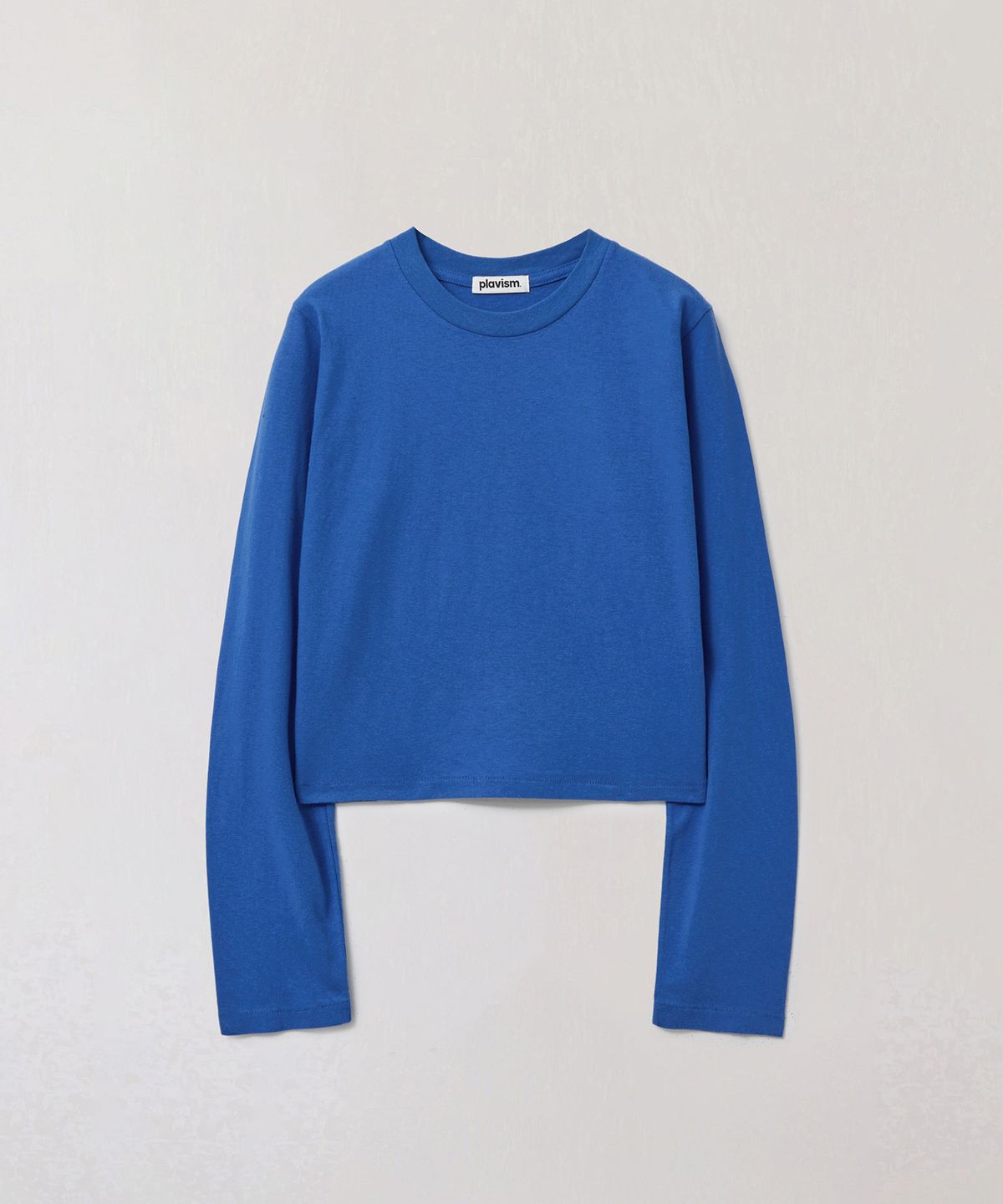 플라비즘(PLAVISM) Women Crop Long Sleeve Tee - Blue