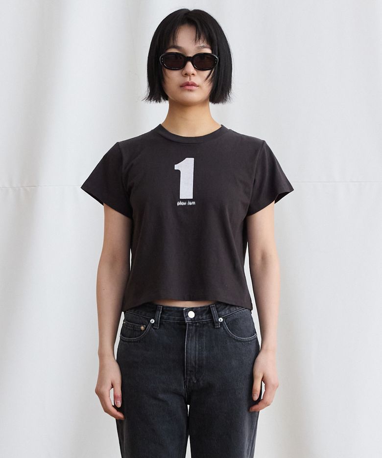 Women Crop Graphic Tee - Black