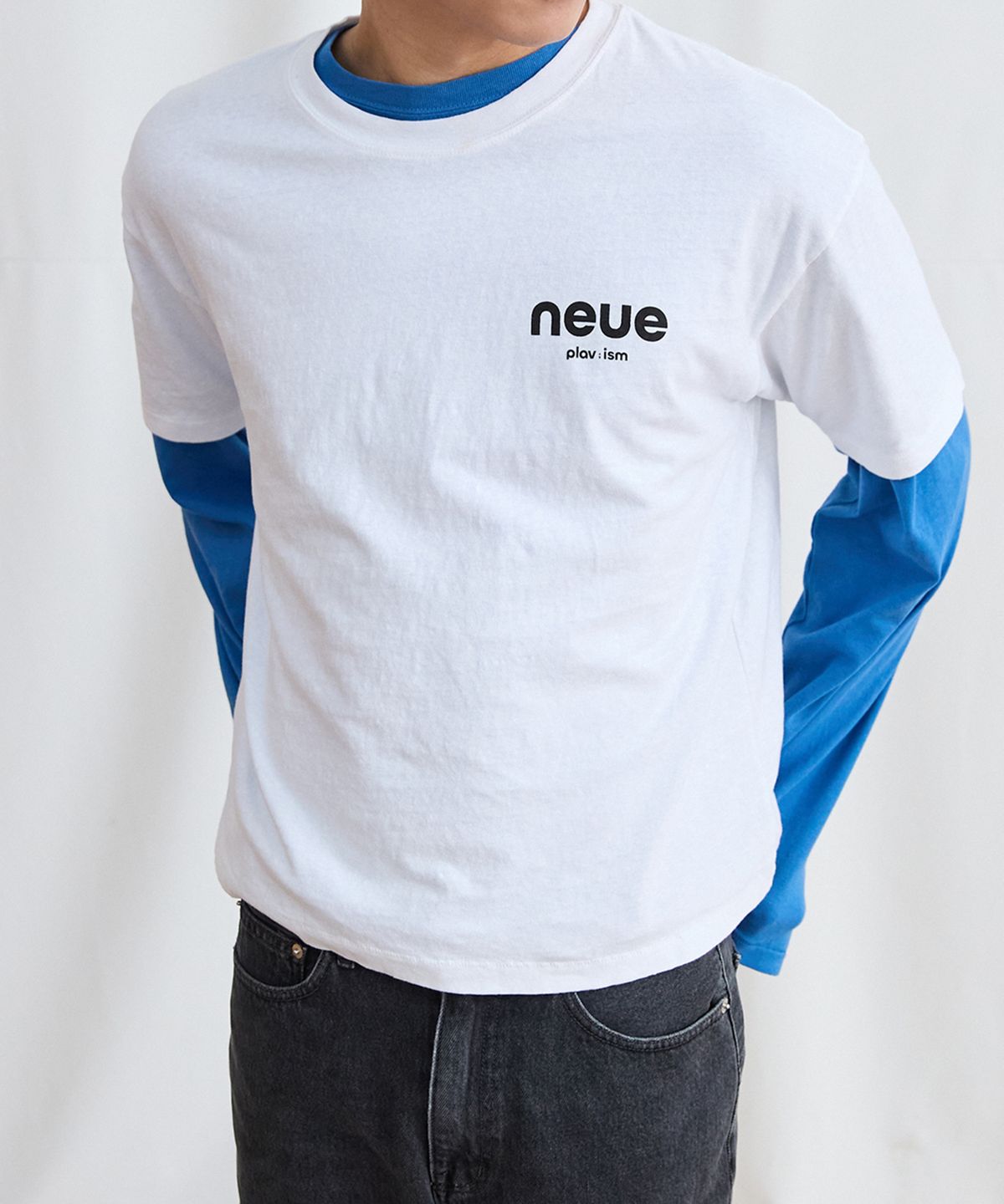 플라비즘(PLAVISM) Men Crop Graphic Tee - White