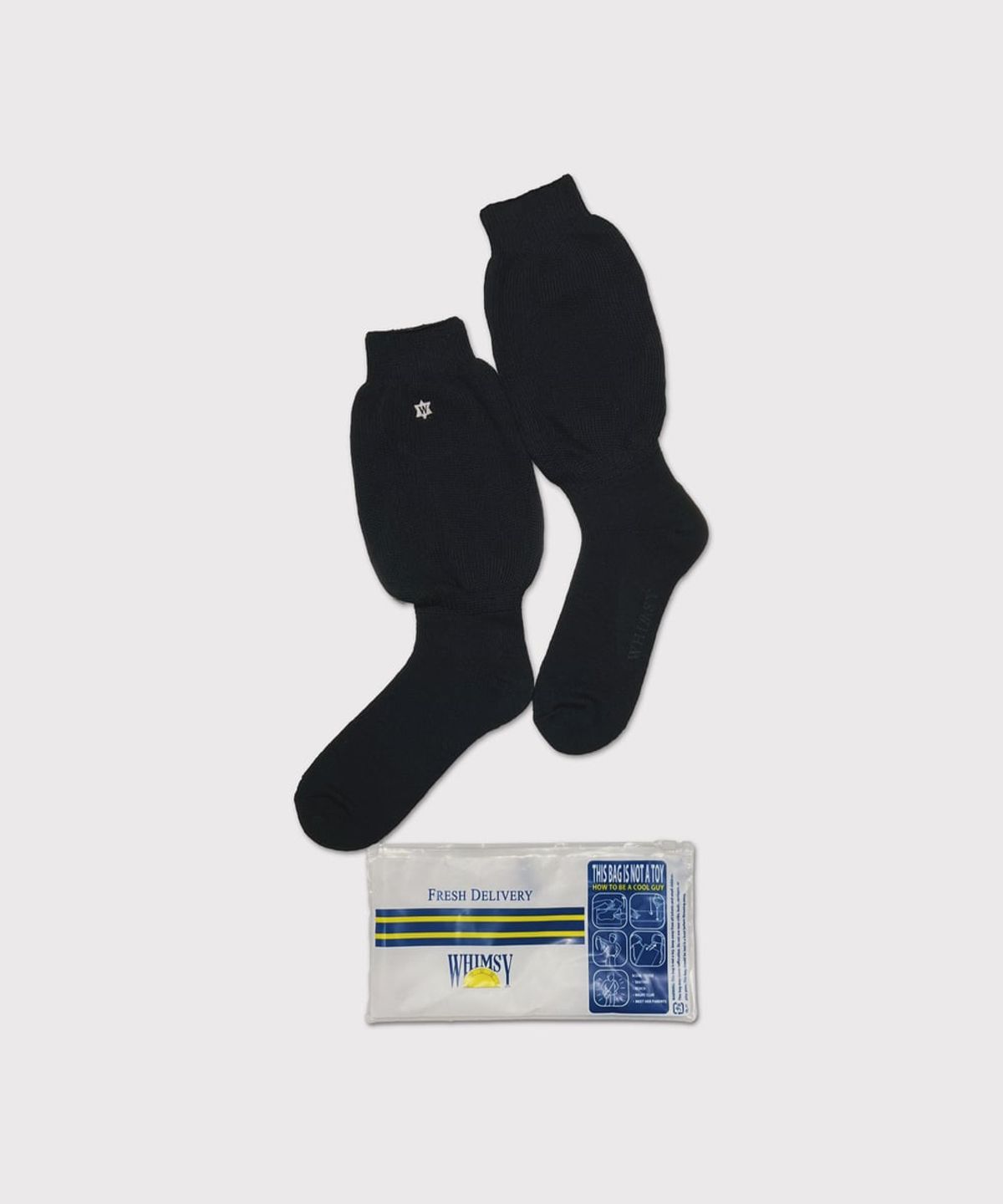 마이너스(MINUS) TIMELESS x WHIMSY Logo Socks(LOOSE FIT) - PURE BLACK