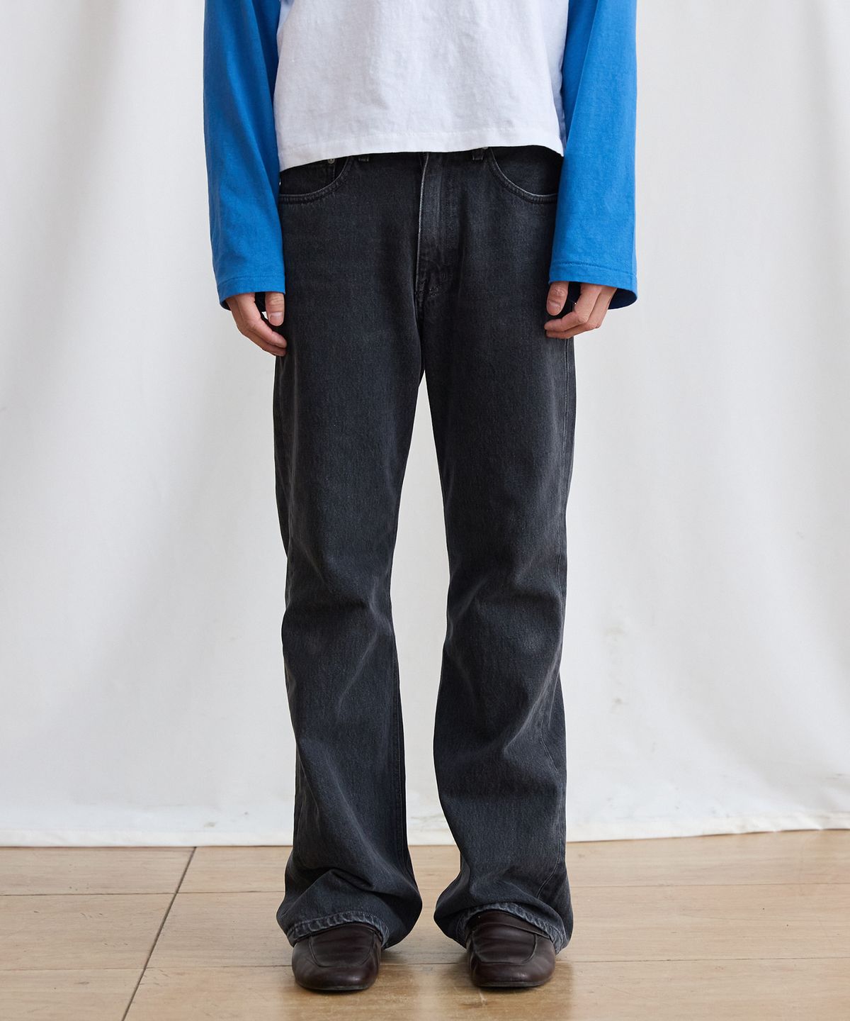 플라비즘(PLAVISM) Men PLVM Bootcut Denim - Faded Black