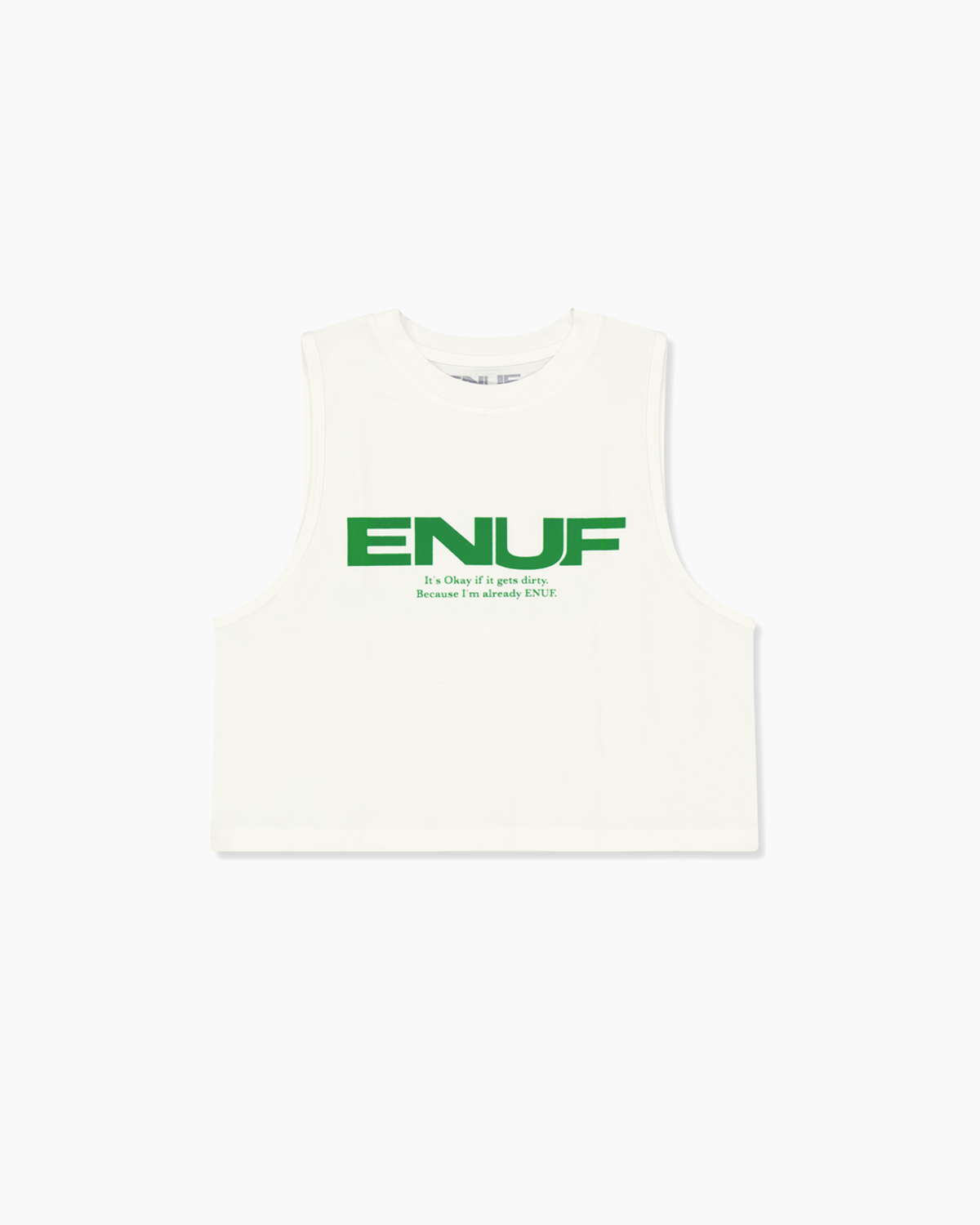 이너프(ENUF) 화이트그린 민소매크롭