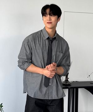 [오정규 PICK] 26 SS 세미 크롭 라이트웨이트 스트라이프 셔츠 (5컬러)