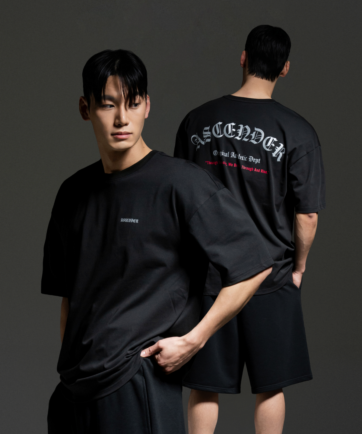 어센더(ASCENDER) 블랙레터 오버핏 숏슬리브 [블랙]