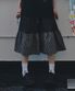 쓰리패턴 셔링 빈티지 스커트 블랙