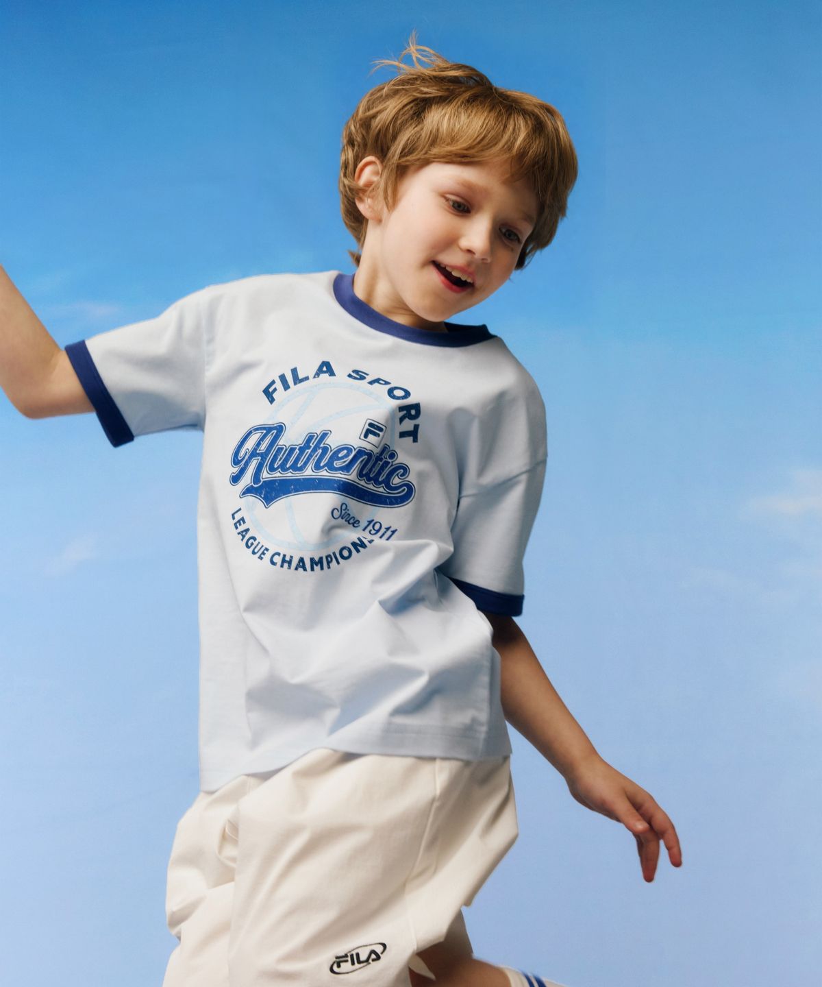 휠라 키즈(FILA KIDS) Drywave 배스킷볼 링거 반팔티