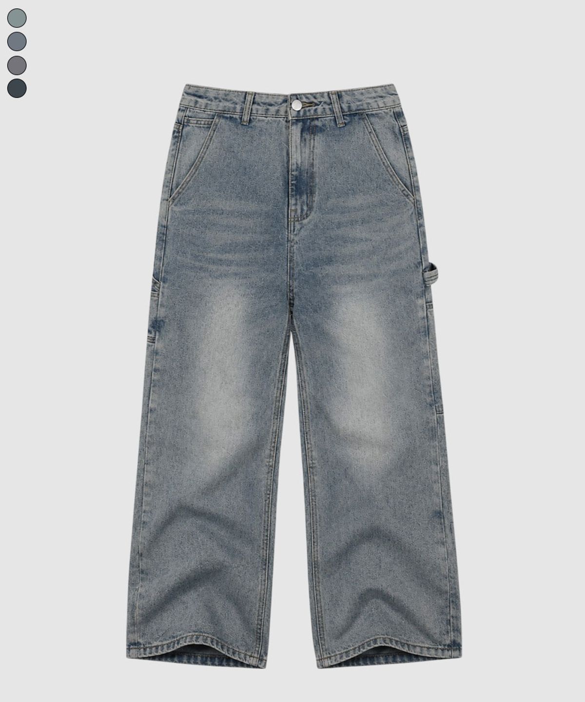 베이직라벨(BASIC LABEL) Loop Carpenter Balloon Wide Washing Denim Pants 4 Color [BLBD_5028]