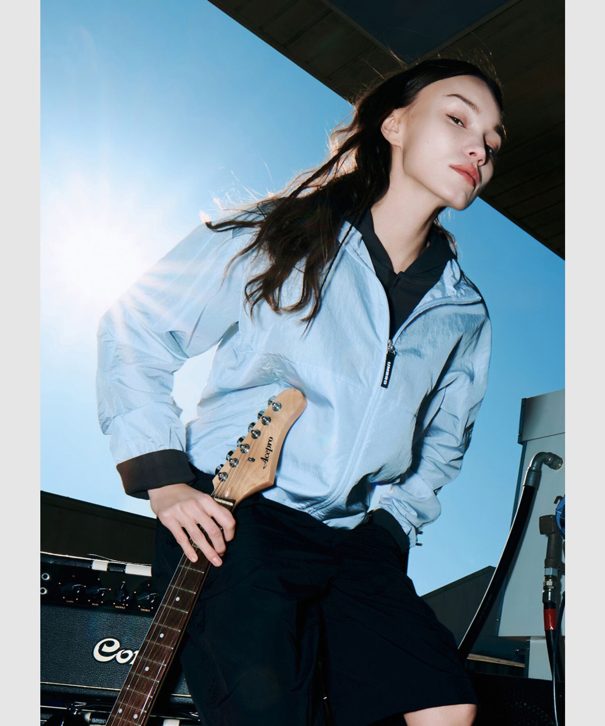 엄브로(UMBRO) 클래식 플러스 스탠넥 바람막이 자켓 스카이블루 UR124CJK33