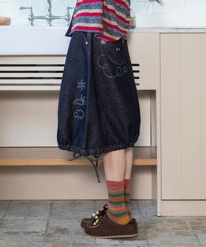 WXSK013 린고 미디 데님 스커트 (INDIGO)