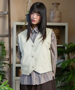 WXJ039 온푸 빈티지 베스트 (IVORY)