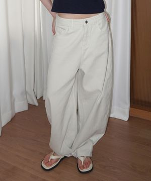 (woman) 엘리 워시드 커브드 팬츠_Beige