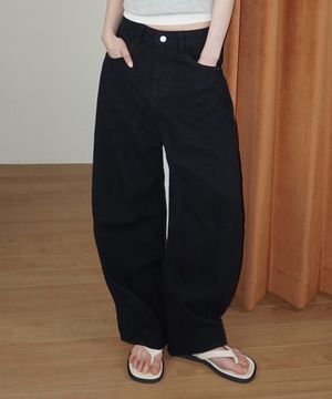 (woman) 엘리 워시드 커브드 팬츠_Black