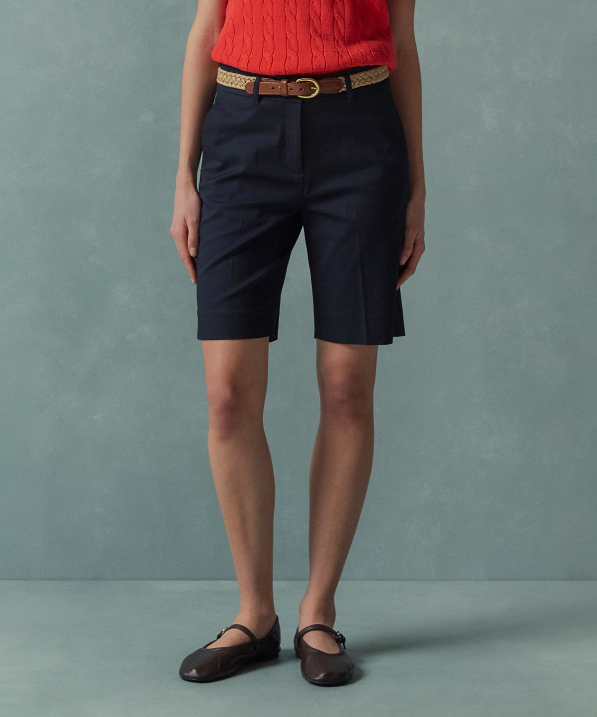 브룩스 브라더스(BROOKS BROTHERS) [여성] 버뮤다 코튼팬츠 (네이비) (BBPSWBG202)