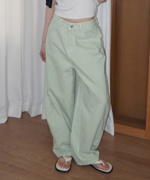 (woman) 엘리 워시드 커브드 팬츠_Mint