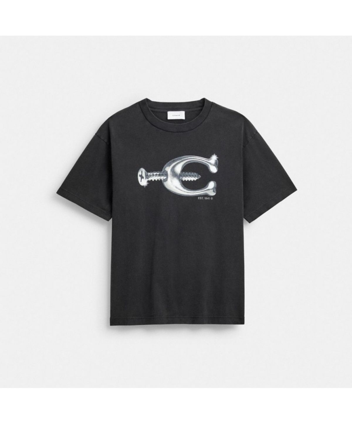 코치(COACH) 스크루 릴랙스드 티셔츠 인 오가닉 코튼 CEG92 BLK