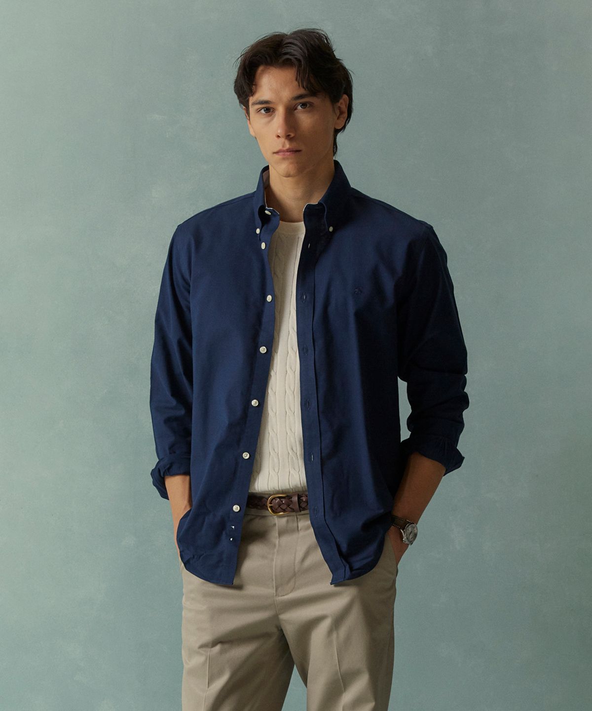 브룩스 브라더스(BROOKS BROTHERS) 논아이론 옥스포드 셔츠 (네이비) (BBTHMNZ501)