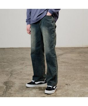 주니어 블루 포켓 카고 워싱 데님 팬츠